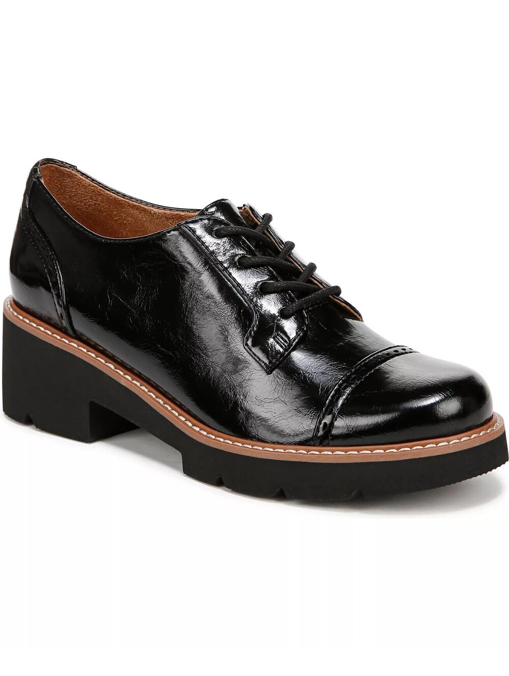 130$ Naturalizer Cabaret Lace Lug Sole Oxfords Shoes Women's Size 8.0 M Black